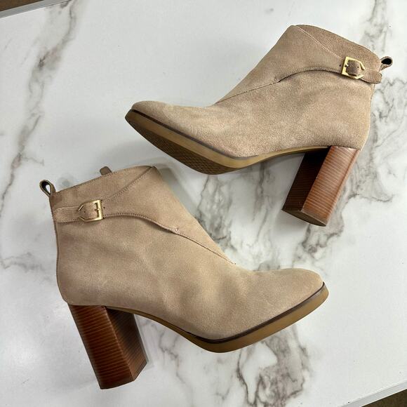 Cole Haan Harrington Grand Riding Taupe Suede Ankle Boots Size 11 Classic Chic - Picture 8 of 11